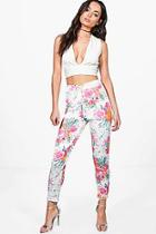 Boohoo Maia Tropical Floral Stretch Skinny Trousers