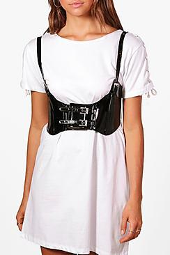 Boohoo Rosie Patent Strappy Corset Belt