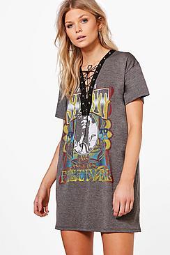 Boohoo Petite Megan Free Spirit Lace Up Dress