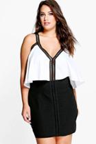 Boohoo Plus Jenny Open Shoulder Double Layer Dress Multi