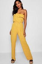 Boohoo Kami Polka Dot Bardot Jumpsuit