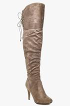 Boohoo Katie Lace Back Over The Knee Taupe