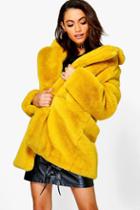 Boohoo Boutique Brooke Faux Fur Coat Yellow