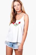 Boohoo Poppy Woven Floral Embroidered Cami
