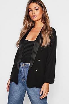 Boohoo Satin Lapel Button Front Blazer