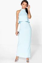 Boohoo Lisandra High Neck Double Layer Maxi Dress