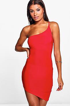 Boohoo Ann One Shoulder Asymetric Bodycon Dress