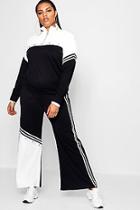 Boohoo Plus Mia Stripe Popper Wide Leg Trouser