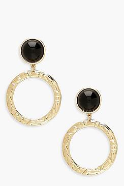 Boohoo Black Stud Textured Circle Earrings
