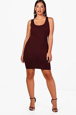 Boohoo Plus Jess Ponte Scoop Neck Bodycon Dress
