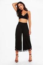 Boohoo Skye Tassel Trim Wide Leg Culottes