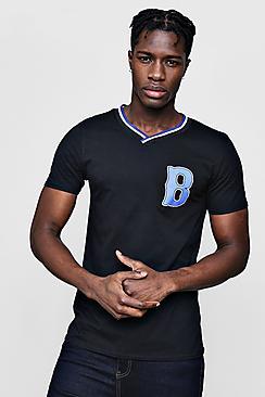 Boohoo Collegiate Print T-shirt With Sports Rib