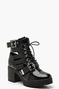 Boohoo Cut Work Chunky Hiker Boots