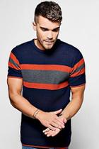 Boohoo Muscle Fit Colour Block Knitted T-shirt