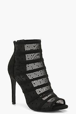 Boohoo Polka Dot Mesh Shoe Boots