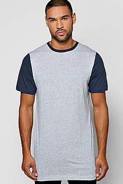 Boohoo Longline Contrast T Shirt