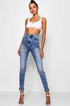 Boohoo Tall Ripped Knee Turn Up Jeans