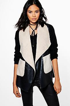 Boohoo Eleanor Waterfall Faux Fur Collar Gilet