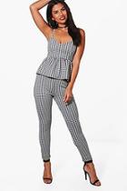 Boohoo Millie Gingham Frill Crop & Trouser Co-ord