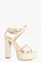 Boohoo Jessica Wrap Over Platform Sandal Nude