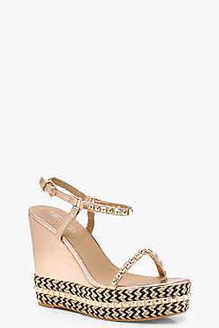 Boohoo Eliza Two Part Studded Wedges