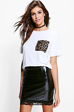 Boohoo Georgia Leopard Print Pocket T-shirt