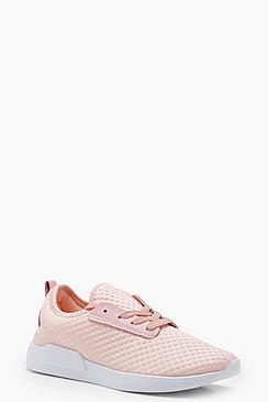 Boohoo Jessica Textured Lace Up Sports Trainers