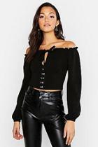 Boohoo Tall Hook And Eye Off The Shoulder Peasant Top