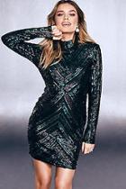 Boohoo High Neck Sequin Bodycon Dress