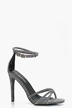 Boohoo Metallic Ankle Wrap Heels
