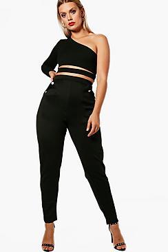 Boohoo Plus Amelia Buttoned Slim Leg Trouser