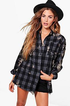 Boohoo Elena Oversized Washed Checked Shirt