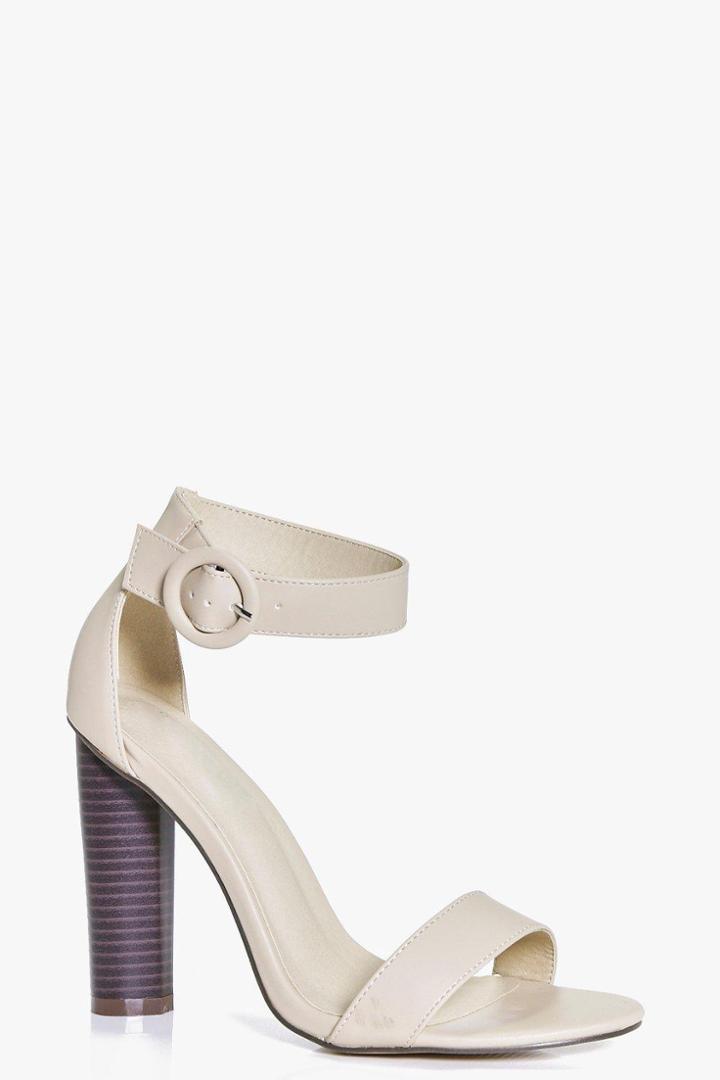 Boohoo Jessica Block Heel Two Strap Sandal Nude