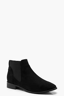 Boohoo Elastic Gusset Flat Chelsea Boots