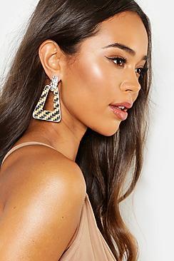 Boohoo Monochrome Woven Trapezium Earrings
