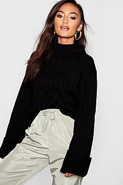 Boohoo Petite Rib Knit High Neck Jumper