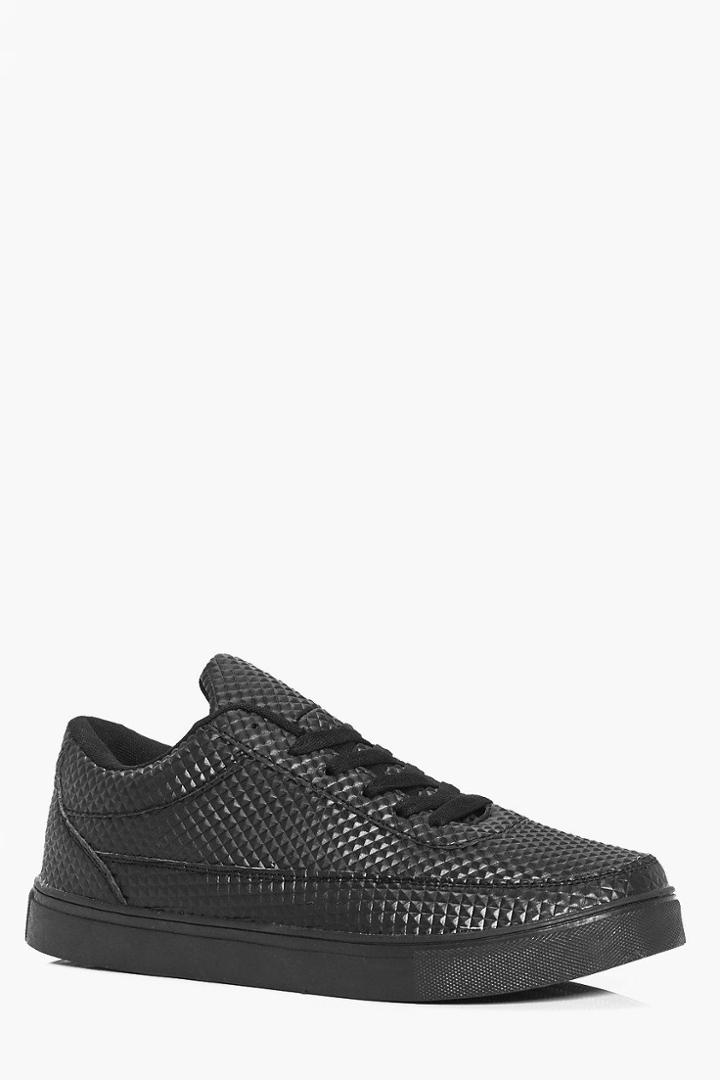 Boohoo Textured Trainer Black