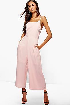 Boohoo Nia Low Back Woven Culotte Jumpsuit