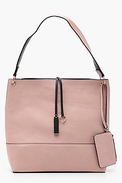 Boohoo Hannah Popper Shopper Bag With Purse
