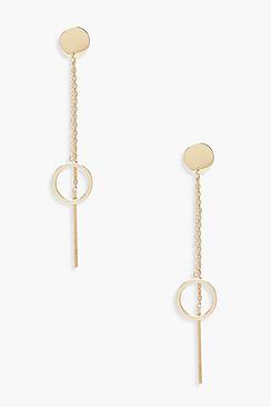 Boohoo Double Circle & Bar Drop Earring