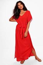 Boohoo Stella Lace Trim Maxi Beach Dress