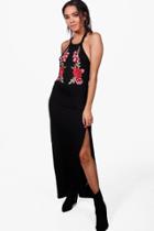Boohoo Petite Dana Applique Detail Maxi Dress Black
