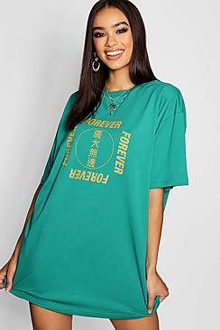 Boohoo Forever Symbol Oversized T-shirt Dress