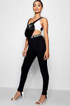 Boohoo Jenny Contrast Waist Ponte Stirrup Ski Legging
