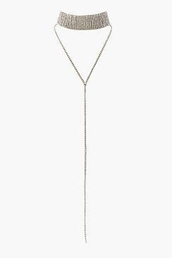 Boohoo Plus Diamante Plunge Choker