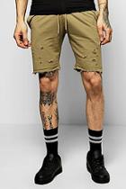 Boohoo Jersey Shorts With Distressing And  Raw Edges
