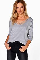 Boohoo Emily Basic Long Sleeve Strappy Oversized T-shirt