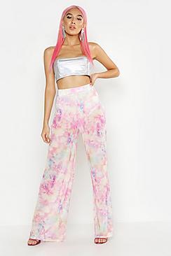 Boohoo Cosmo Tie Dye Wide Leg Trousers