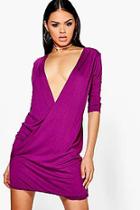 Boohoo Wrap 3/4 Sleeve Dress