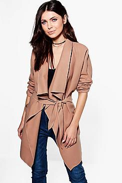 Boohoo Georgia Waterfall Wool Look Coat